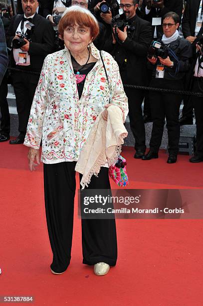 Agnes Varda attends "The BFG" premiere during The 69th annual Cannes Film Festival on May 14, 2016 in Cannes, France.