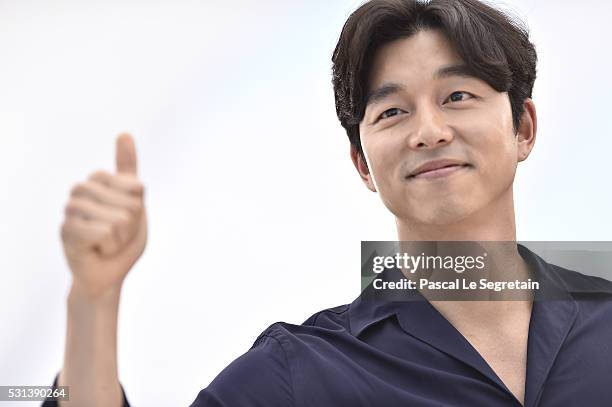 Gong Yoo attends the "Train To Busan " photocall during the 69th Annual Cannes Film Festival on May 14, 2016 in Cannes, France.