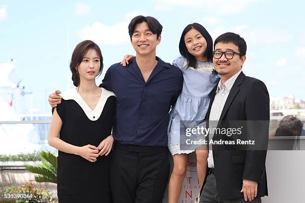 Actors Jung Yu-mi, Gong Yoo, Kim Su-an and director Yeon Sang-ho attend the "Train To Busan " photocall during the 69th Annual Cannes Film Festival...