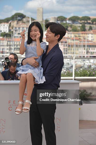 Actors Kim Su-an and Gong Yoo attend the "Train To Busan " photocall during the 69th Annual Cannes Film Festival on May 14, 2016 in Cannes, France.