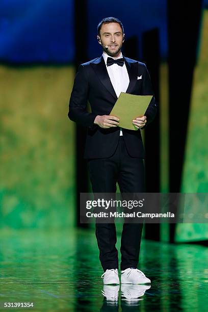 Host Mans Zelmerlow is seen at the Ericsson Globe on May 14, 2016 in Stockholm, Sweden.