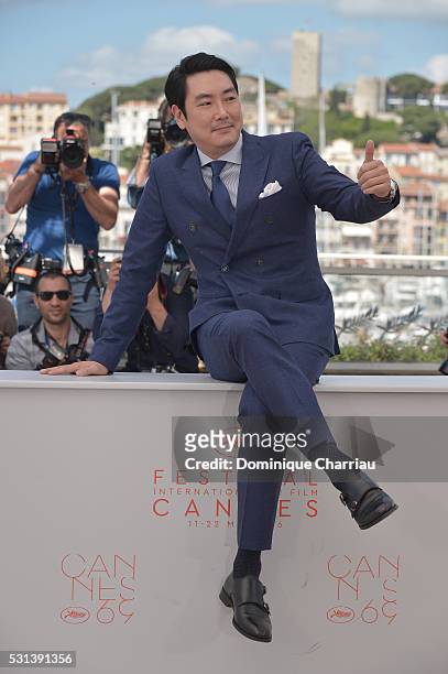 Actor Cho Jin-Woong attends "The Handmaiden " photocall during the 69th annual Cannes Film Festival at the Palais des Festivals on May 14, 2016 in...