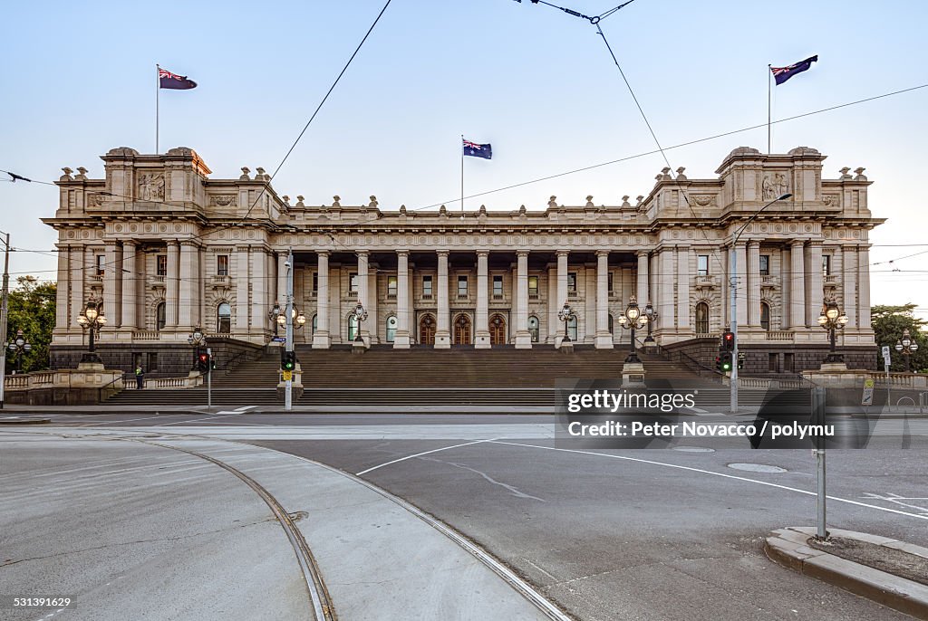 Exterior Facade of Parliament House in Melbourne