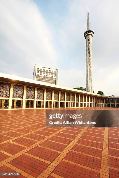 the minaret of grand mosque istiqlal - masjid istiqlal stock pictures, royalty-free photos & images