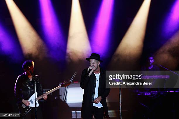 Music band, OneRepublic performs at the FC Bayern Muenchen Bundesliga Champions Dinner at the Postpalast on May 14, 2016 in Munich, Bavaria. Band...