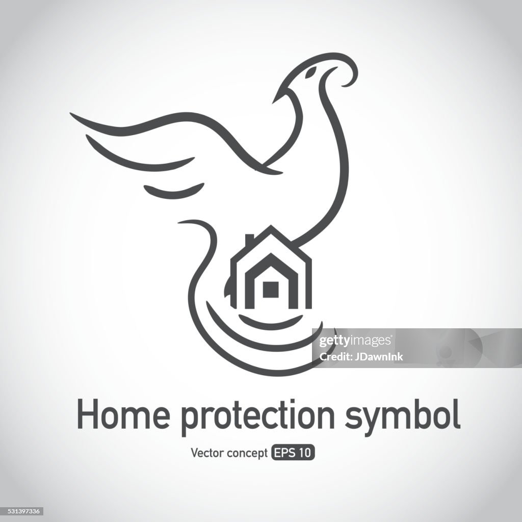 Phoenix bird protecting home symbol
