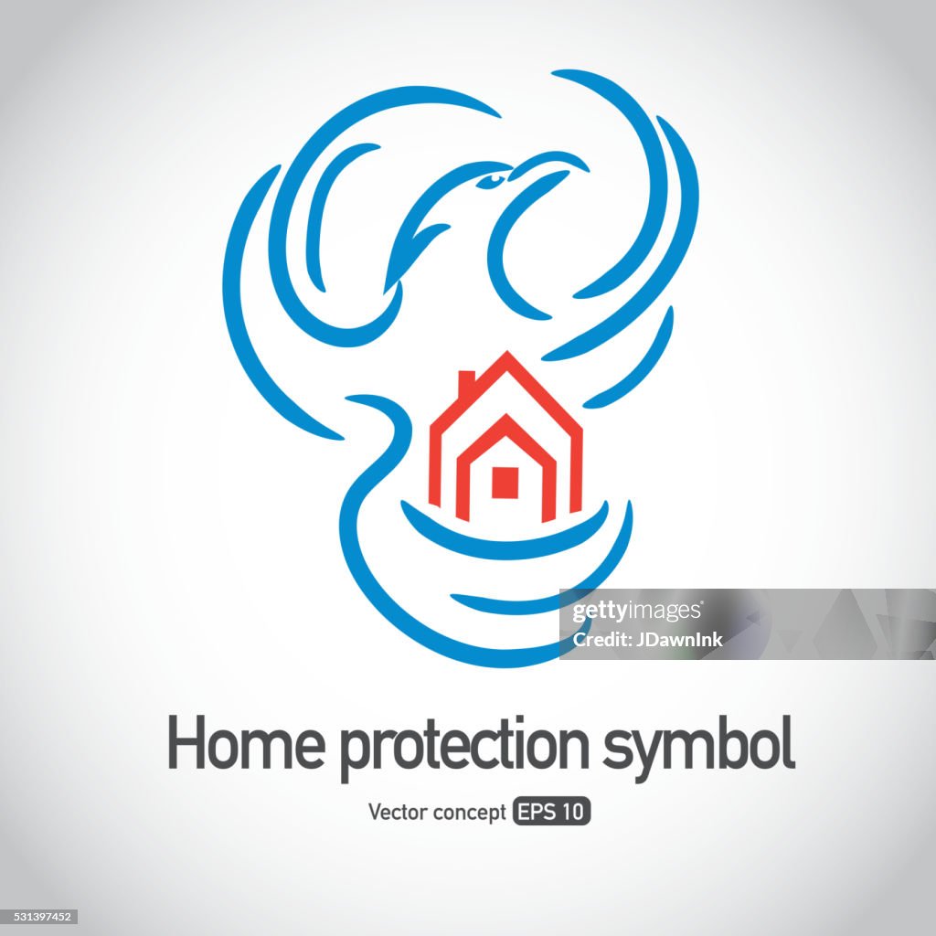 Phoenix bird protecting home symbol