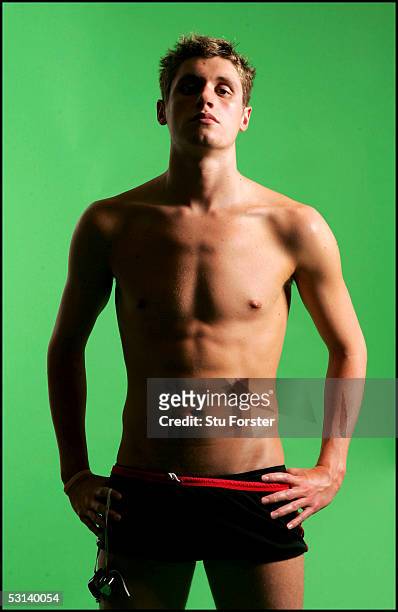Olympic bronze medalist Swimmer David Davies pictured at The Institute of Sport on June 22, 2005 in Cardiff, Wales.