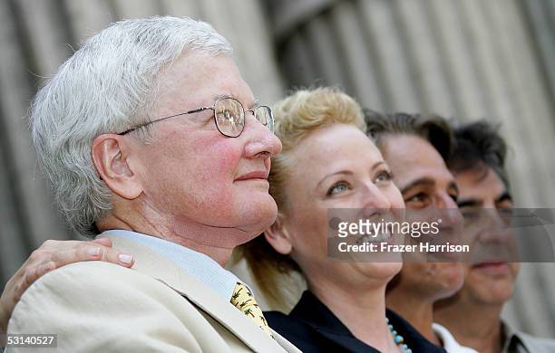 Movie critic Roger Ebert, honored with the 2,288th Star on the Hollywood Walk of Fame, is seen with actors Virginia Madsen, Tony Danza and Joe...