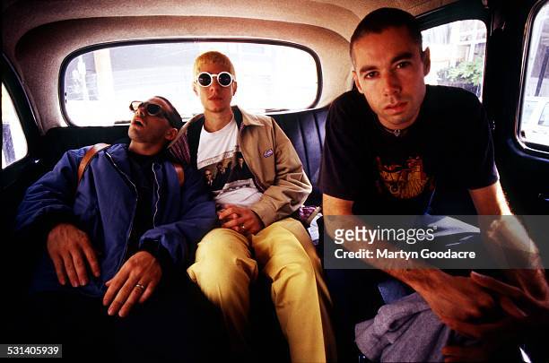 Beastie Boys, group portrait, London, United Kingdom, 1993. L-R Adam Horovitz , Mike Diamond , Adam Yauch .