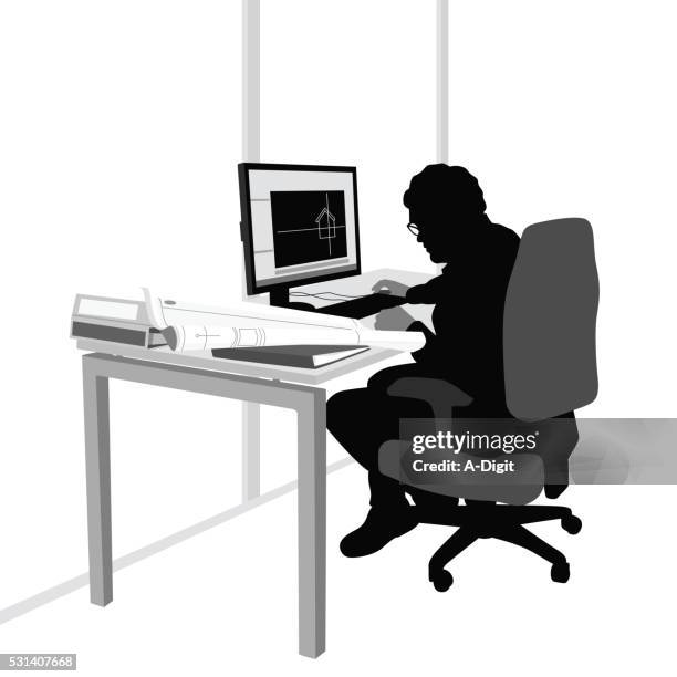architectural technician - architect computer stock illustrations