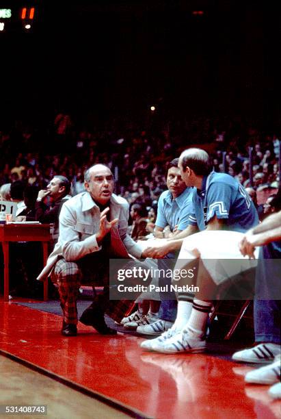 Jack Ramsay coaches the Portland Trailblazers during a game against the Chicago Bulls, Chicago, Illinois, 1973.