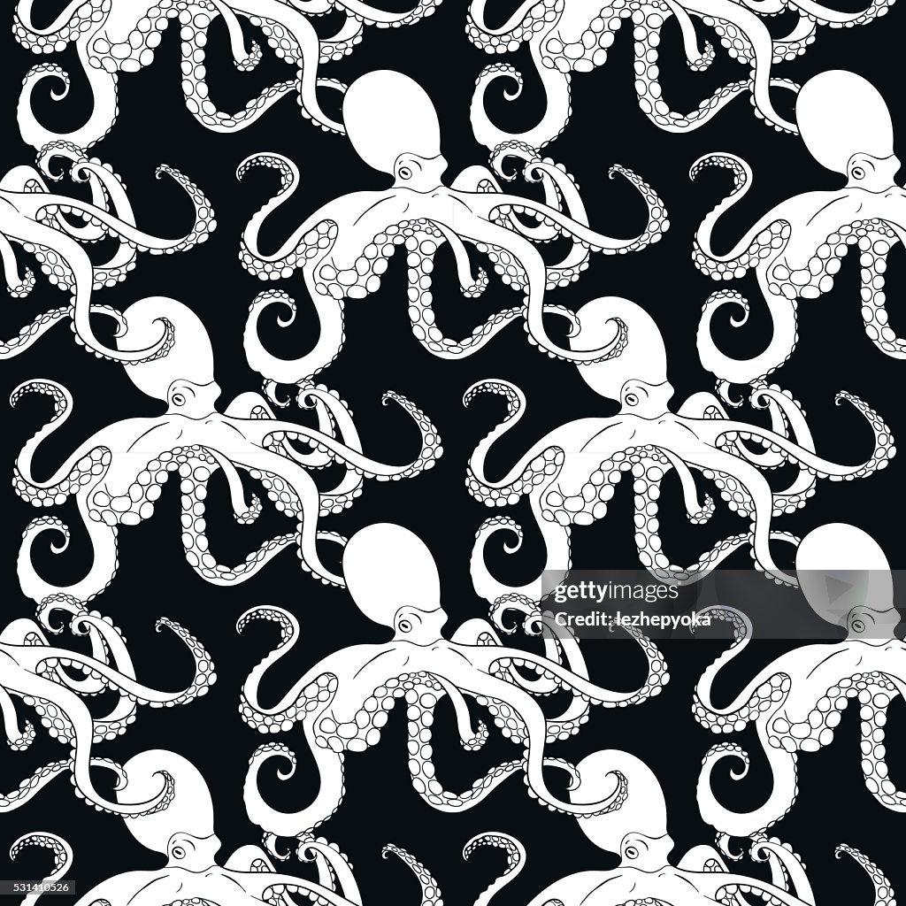 Octopus Flat Pattern Detailed Seamless Pattern With Octopus High-Res Vector Graphic - Getty ...