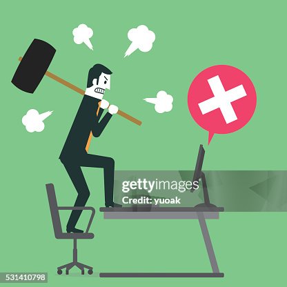 Man Angry At Computer High-Res Vector Graphic - Getty Images