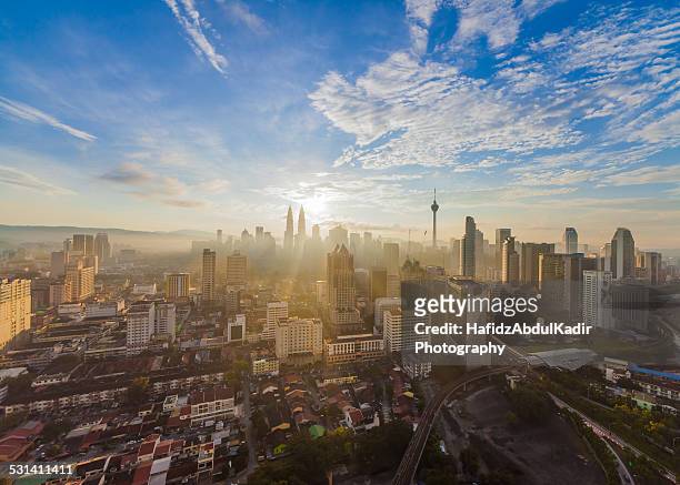 kuala lumpur heart of the city view during sunrise - malaysia cityscape stock pictures, royalty-free photos & images
