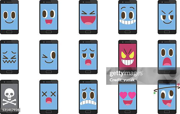 smartphone-emoticons - menschliche zunge stock-grafiken, -clipart, -cartoons und -symbole