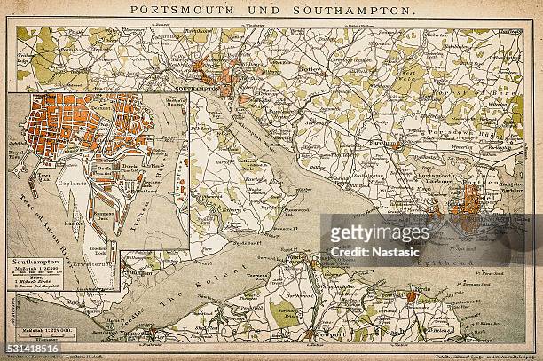 portsmouth and southampton - isle of wight map stock illustrations