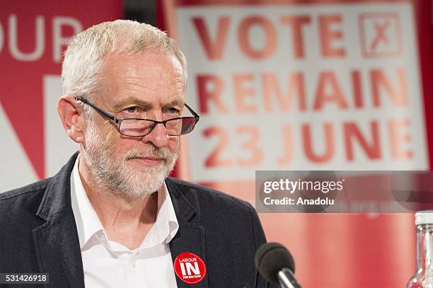 British Labour Party leader Jeremy Corbyn leads a 'Rally to Remain' in the EU in London, United Kingdom on May 14th, 2016.