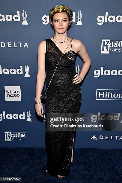 Actress Nicole Maines attends the 27th Annual GLAAD Media Awards in New York on May 14, 2016 in New York City.