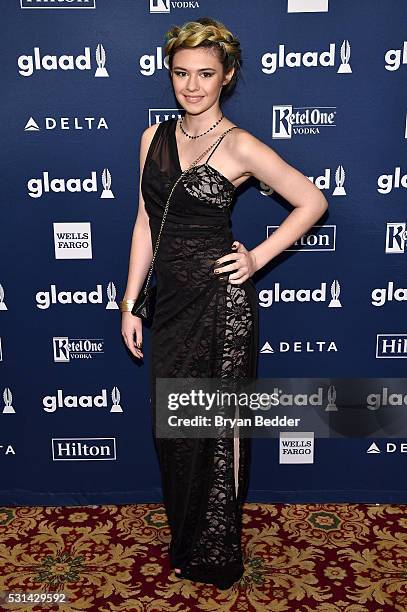 Actress Nicole Maines attends the 27th Annual GLAAD Media Awards in New York on May 14, 2016 in New York City.