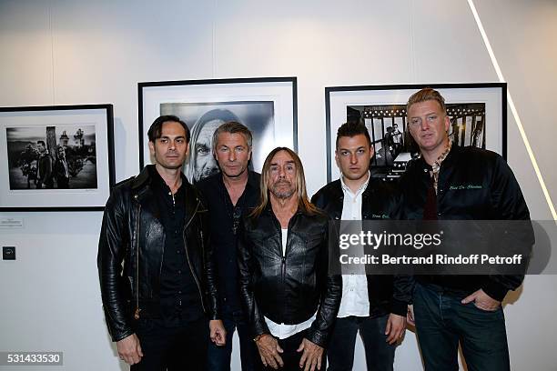 Musician Dean Fertita, photographer Andreas Neumann, Singer Iggy Pop, photographer Matt Helders and musician Josh Homme attend Iggy Pop 'Post...