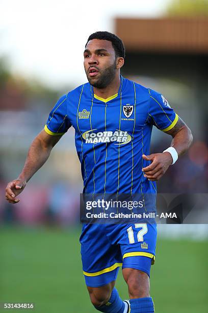 Andy Barcham of AFC Wimbledon during the Sky Bet League Two Play Off First Leg between AFC Wimbledon and Accrington Stanley at The Cherry Red Records...