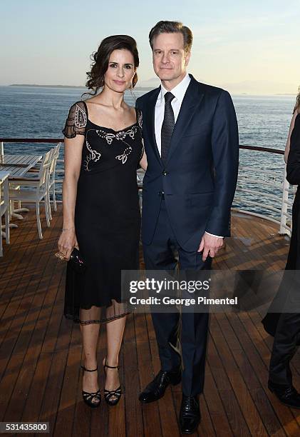 Livia Firth and actor Colin Firth attend Vanity Fair and HBO Dinner Celebrating the Cannes Film Festival at Hotel du Cap-Eden-Roc on May 14, 2016 in...