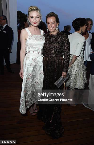 Actress Kirsten Dunst and Chopard Artistic Director and Co-President Caroline Scheufele attend Vanity Fair and HBO Dinner Celebrating the Cannes Film...