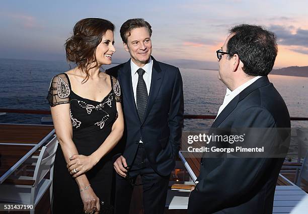 Livia Firth, actor Colin Firth and Sony Pictures Classics Co-President and Co-Founder Michael Barker attend Vanity Fair and HBO Dinner Celebrating...