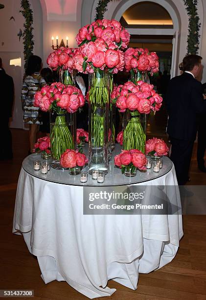 Flowers displayed at Vanity Fair and HBO Dinner Celebrating the Cannes Film Festival at Hotel du Cap-Eden-Roc on May 14, 2016 in Cap d'Antibes,...