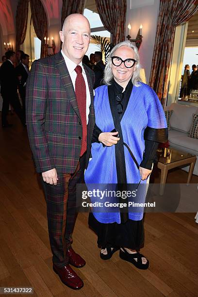 Managing Director and Co-Chairman Bryan Lourd and Photographer Brigitte Lacombe attend Vanity Fair and HBO Dinner Celebrating the Cannes Film...