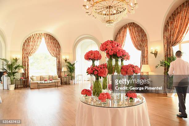 Flowers displayed at Vanity Fair and HBO Dinner Celebrating the Cannes Film Festival at Hotel du Cap-Eden-Roc on May 14, 2016 in Cap d'Antibes,...