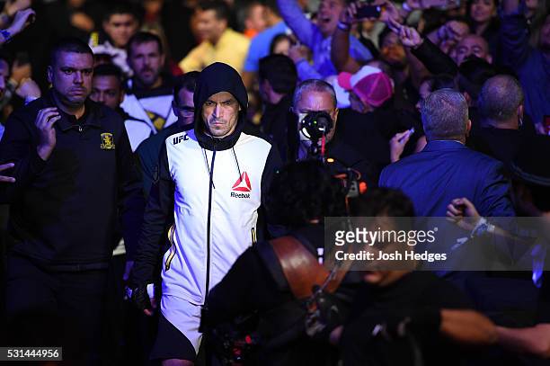 Demian Maia of Brazil enters the stadium before facing Matt Brown in their welterweight bout during the UFC 198 event at Arena da Baixada stadium on...