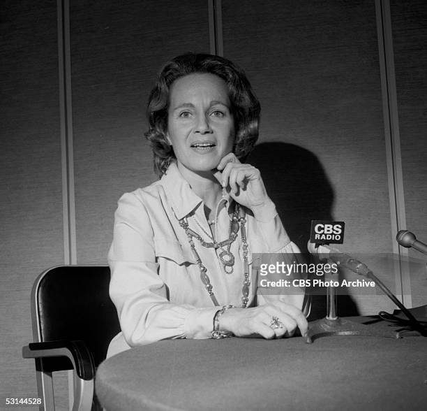 Journalist and author Shana Alexander participates in the CBS News Radio program 'Spectrum,' November 1, 1971. Before offering the liberal...