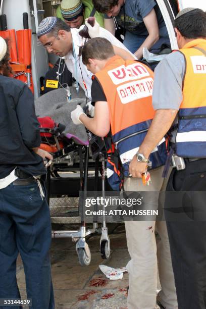 An Israeli wounded in a shooting attack near the Jewish settlement of Beit Hagay, south of the West Bank town of Hebron, is carried out from an...