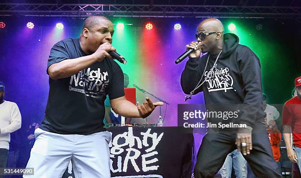 Rappers Vin Rock and Treach perform during the 2016 Newark celebration 350 Founders Weekend Festival on May 13, 2016 in Newark, New Jersey.