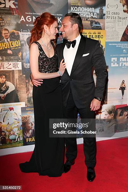 Barbara Meier and her boyfriend Klemens Hallmann during the German Films Reception at the annual 69th Cannes Film Festival at Villa Rothschild on May...