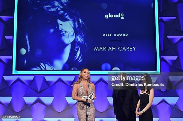 Mariah Carey speaks onstage during the 27th Annual GLAAD Media Awards at Waldorf Astoria Hotel in New York on May 14, 2016 in New York City.