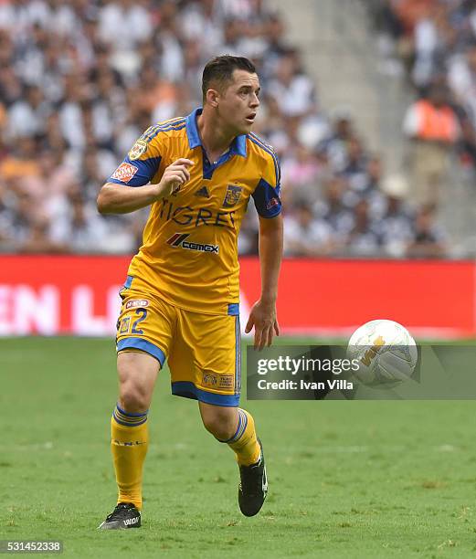 Israel Jimenez of Tigres in action during the quarter finals second leg match between Monterrey and Tigres UANL as part of the Clausura 2016 Liga MX...