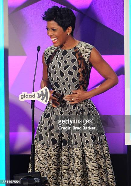 Tamron Hall speaks onstage at the 27th Annual GLAAD Media Awards hosted by Ketel One Vodka at the Waldorf-Astoria on May 14, 2016 in New York City.
