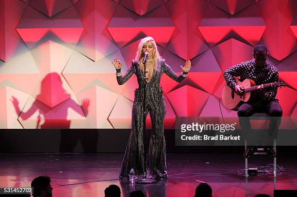 Bebe Rexha performs onstage at the 27th Annual GLAAD Media Awards hosted by Ketel One Vodka at the Waldorf-Astoria on May 14, 2016 in New York City.