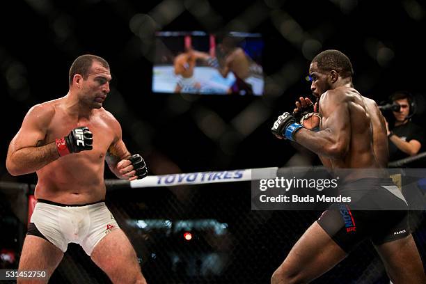 Mauricio Shogun Rua of Brazil competes Corey Anderson of the United States in light heavyweight bout during the UFC 198 at Arena da Baixada stadium...