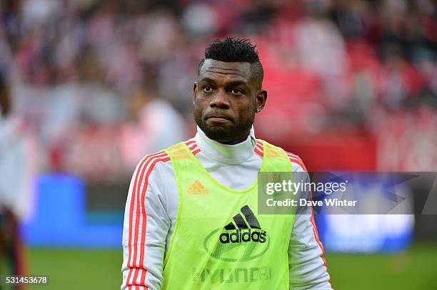 Henri Bedimo of Lyon during the football French Ligue 1 match between Stade de Reims and Olympique Lyonnais at Stade Auguste Delaune on May 14, 2016...