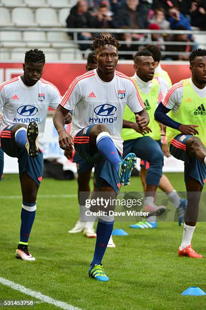 Mapo Yanga Mbiwa of Lyon during the football French Ligue 1 match between Stade de Reims and Olympique Lyonnais at Stade Auguste Delaune on May 14,...