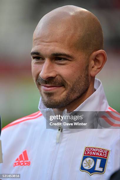 Christophe Jallet of Lyon during the football French Ligue 1 match between Stade de Reims and Olympique Lyonnais at Stade Auguste Delaune on May 14,...