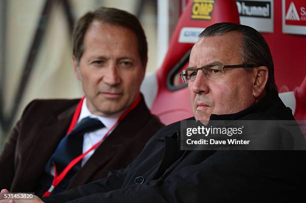 President of Reims Jean Pierre Caillot during the football French Ligue 1 match between Stade de Reims and Olympique Lyonnais at Stade Auguste...