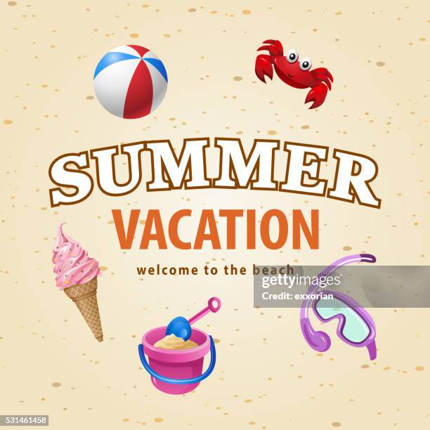 summer beach graphic elements - sand bucket stock illustrations