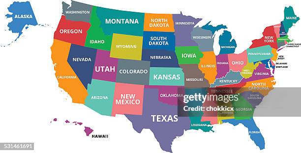 bunte karte der usa - south carolina v tennessee stock-grafiken, -clipart, -cartoons und -symbole