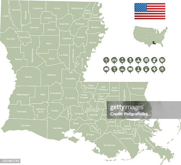 ilustrações de stock, clip art, desenhos animados e ícones de mapa de luisiana - luisiana