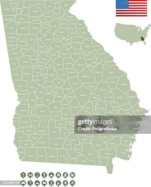 Georgia Mapula Georgia Usa Flag High Res Illustrations - Getty Images